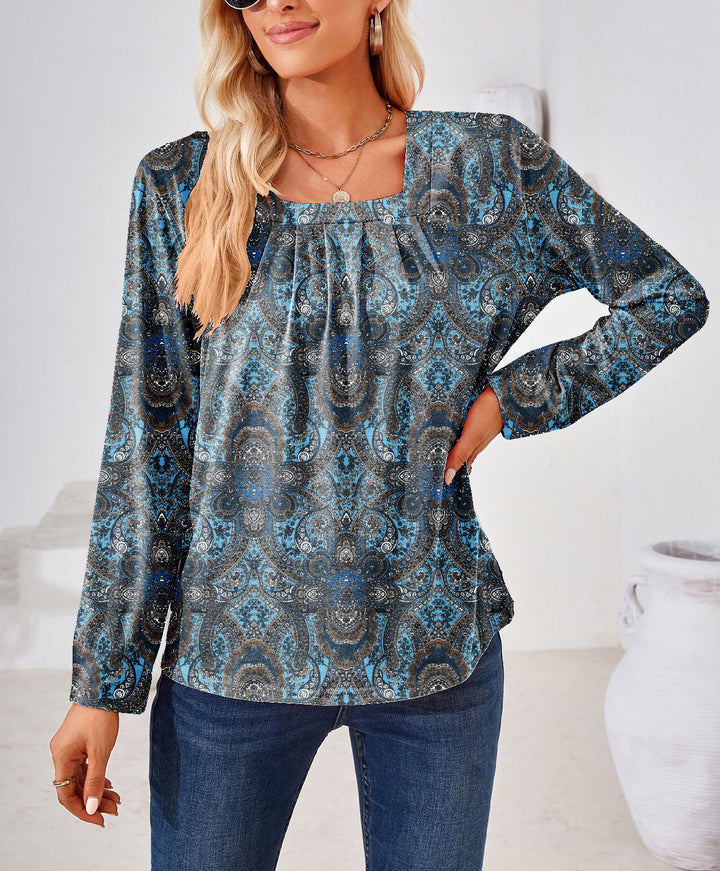 Damer bluse med blomster jacquard-mønster og løs pasform Stilla