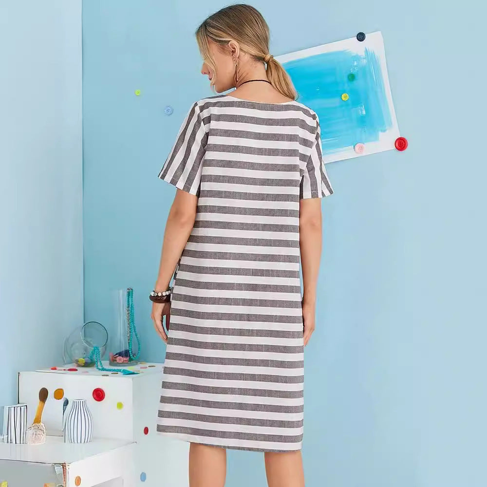 Dame Casual Kjole i afslappet stribedesign Stilla