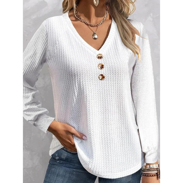 Dame moderne sweater med struktureret overflade og knapliste Stilla