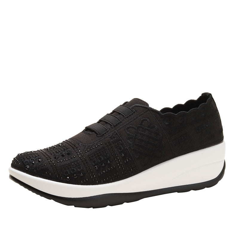Dame mode sneakers med elegante dekorationssten og behagelig fodseng Stilla