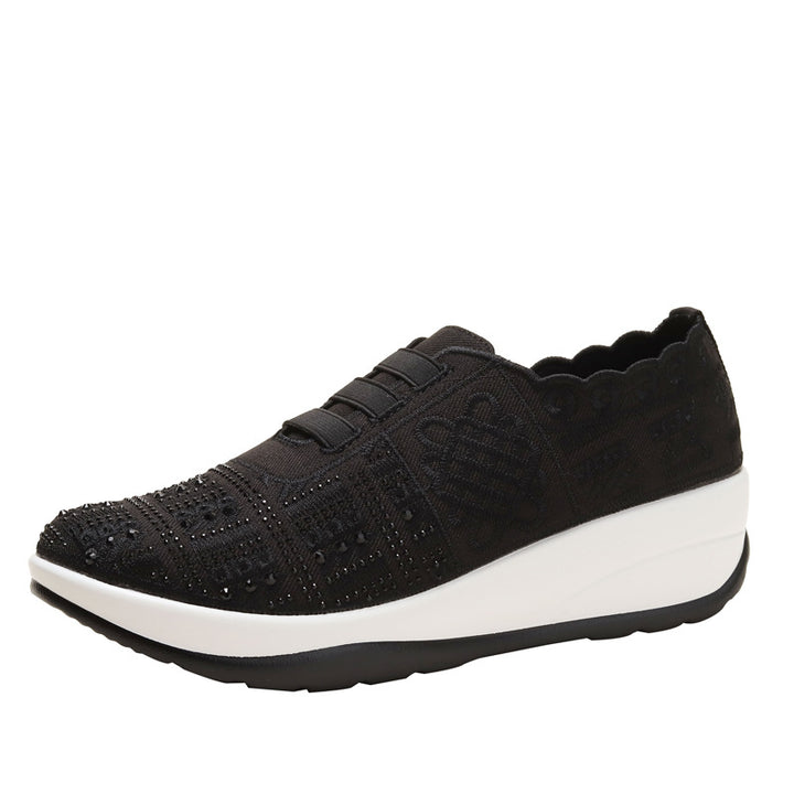Dame mode sneakers med elegante dekorationssten og behagelig fodseng Stilla