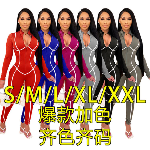 Dame Bodycon Jumpsuit med strategisk snit og lynlås Stilla