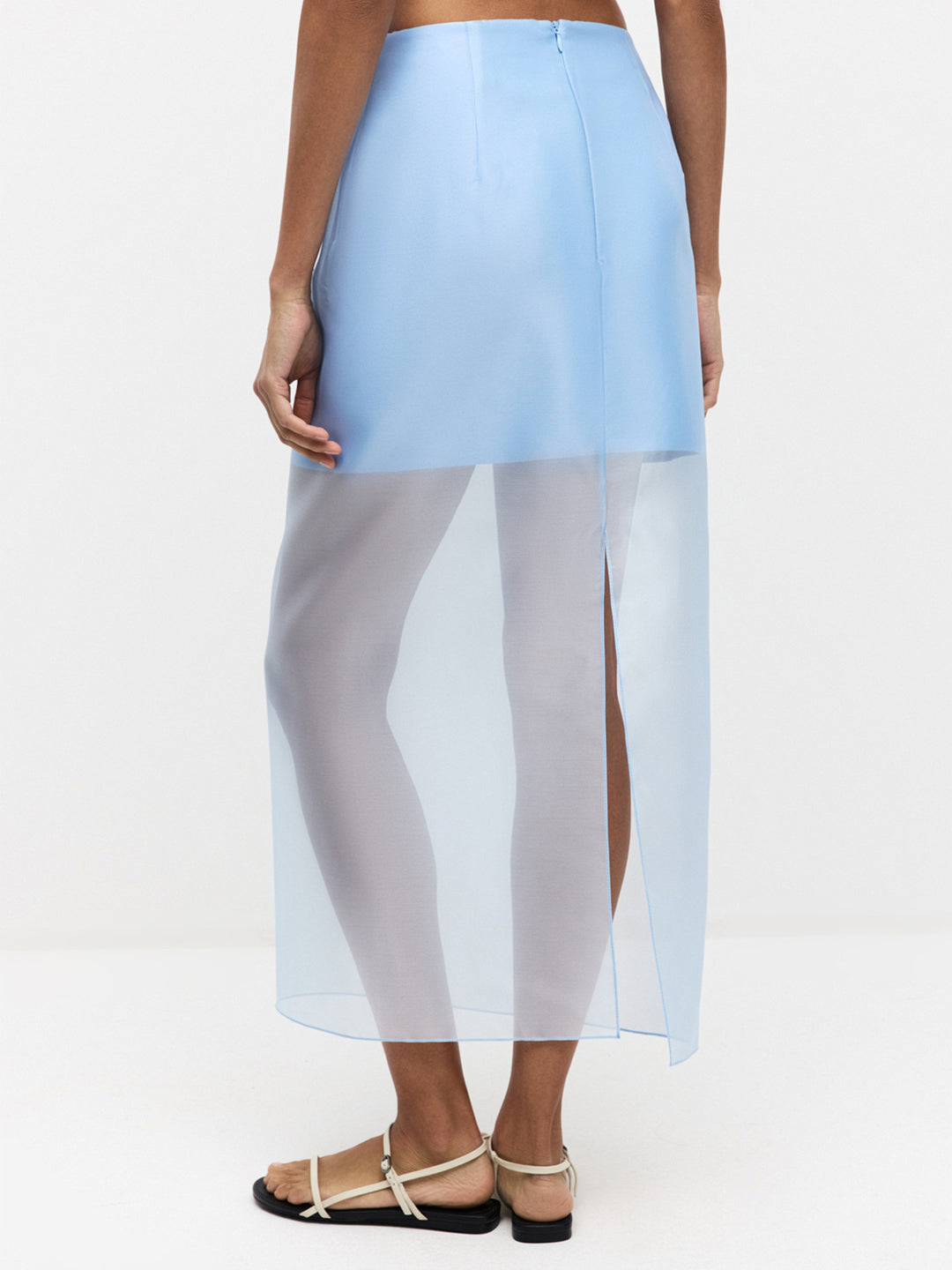 Kvindernes Lange Chiffon Nederdel med Side Slids og Elegant Silhuet