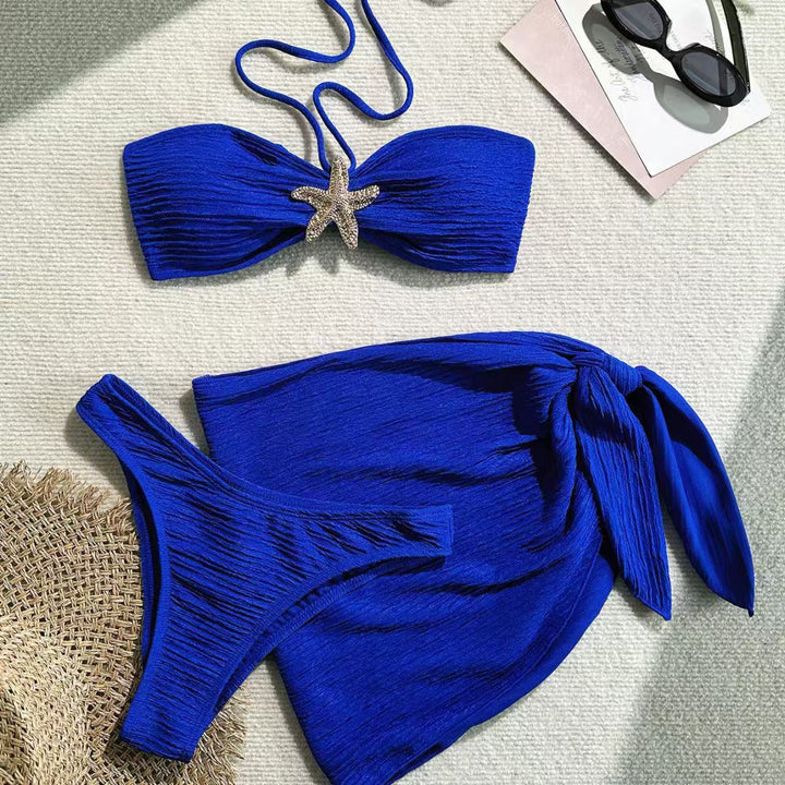Dame bandeau-bikini med lækkert sarong Skovae