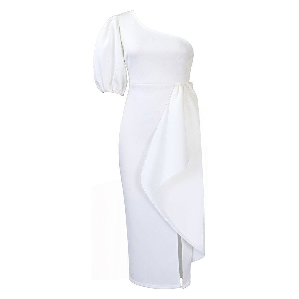 Dame wrap kjole med asymmetrisk snit og elegant over størrelse detalje Stilla