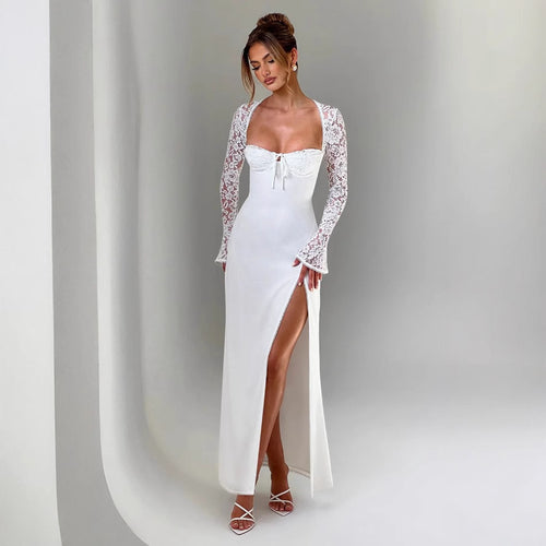 Damer Elegant Maxi Kjole med sofistikeret snit og skinnende stof