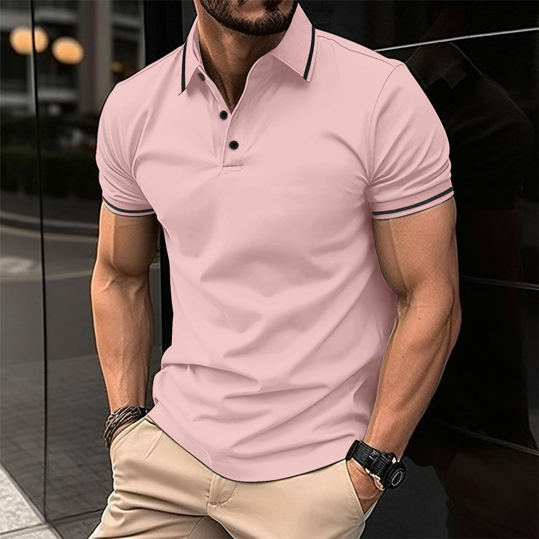 Herrer Poloshirt med moderne reverskrave og sporty kontrastdetaljer Stilla