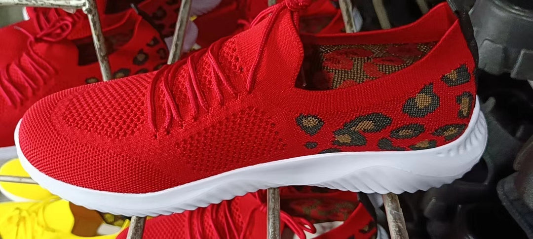 Dame Sportsko med åndbart mesh-oberstof og modigt leopard mønster Stilla