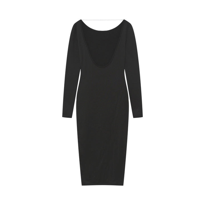 Dame Scoop-Hals Langærmet Bodycon Kjole Stilla