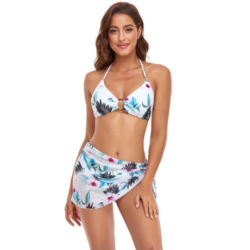 Dame bikini-sæt med smart knude-detalje og blomsterprint underdel Skovae