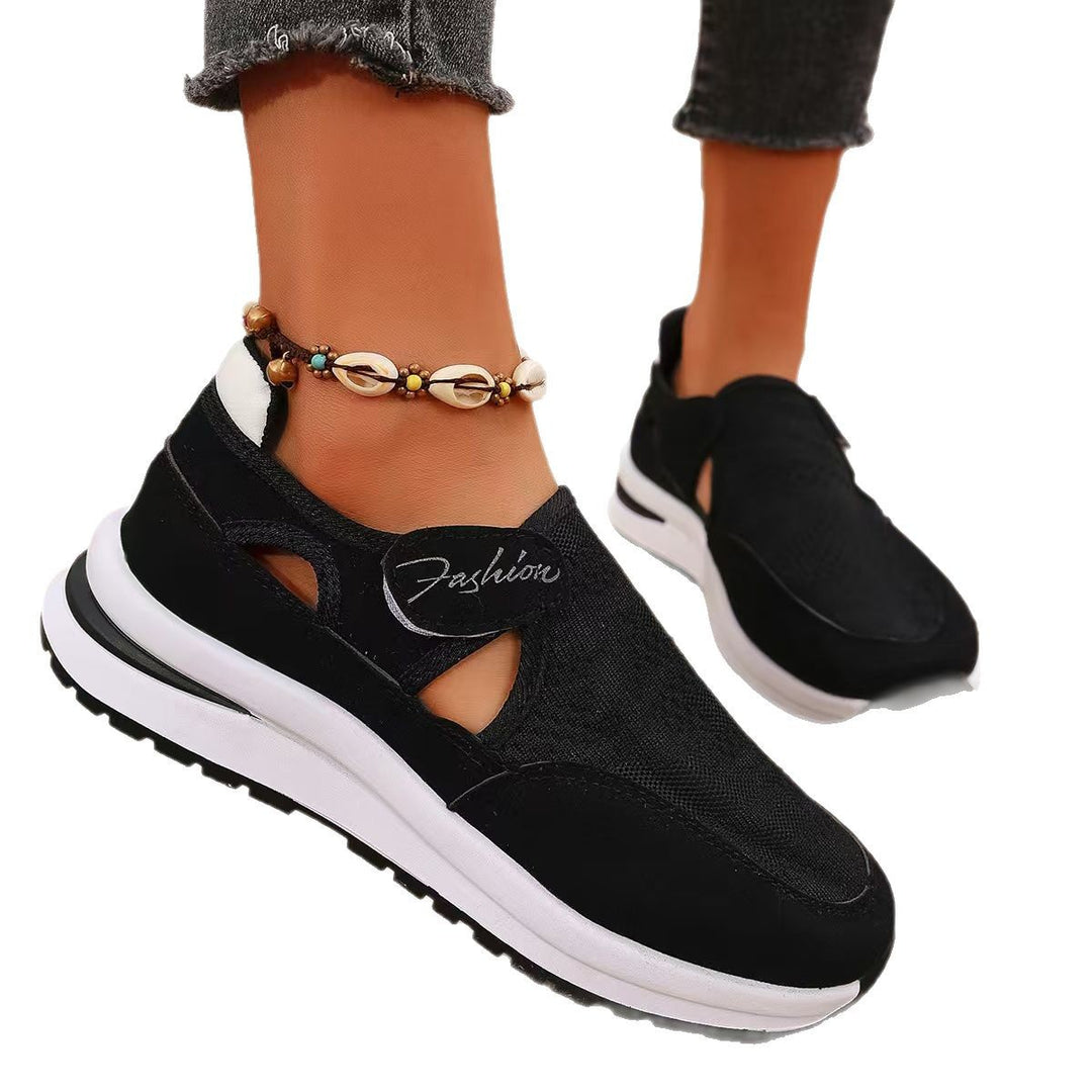 Dame Komfortable Slip-On Sneakers med modedesign i mesh og praktisk velcro-funktion Stilla