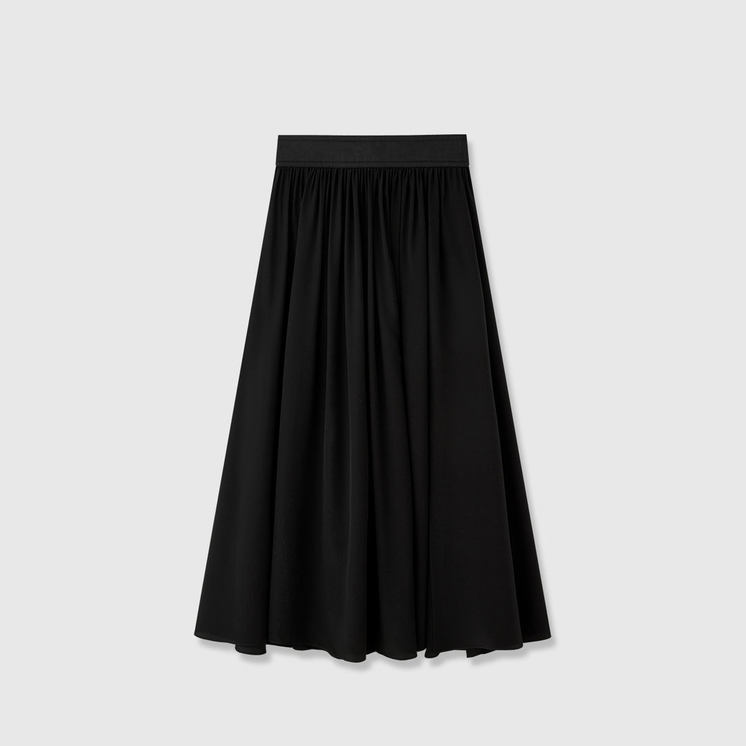 Dame flydende midi-nederdel i let chiffon med elastisk talje og elegant fald Stilla
