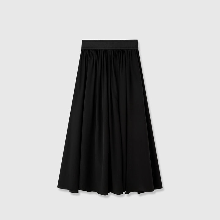 Dame flydende midi-nederdel i let chiffon med elastisk talje og elegant fald Stilla