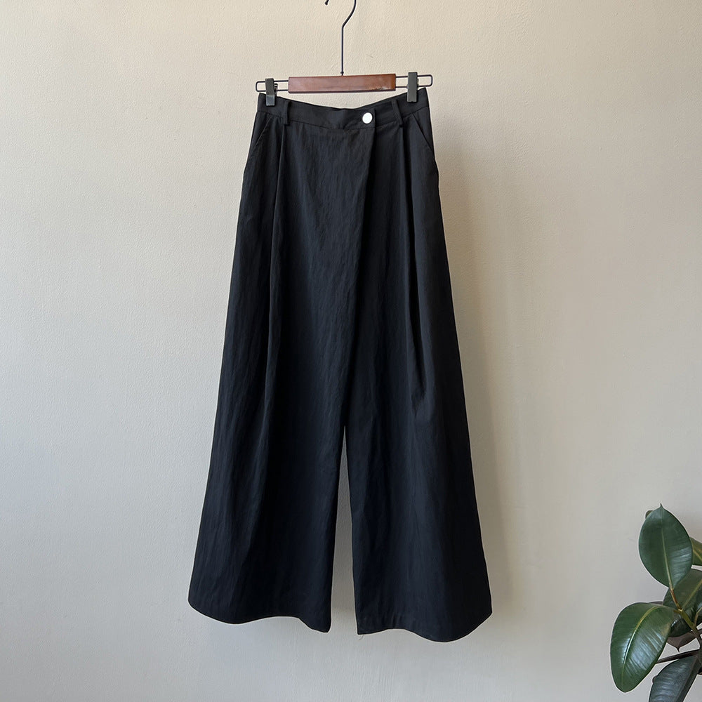 Dame bred Culotte-bukser med elegante foldedetaljer og høj talje pasform Stilla