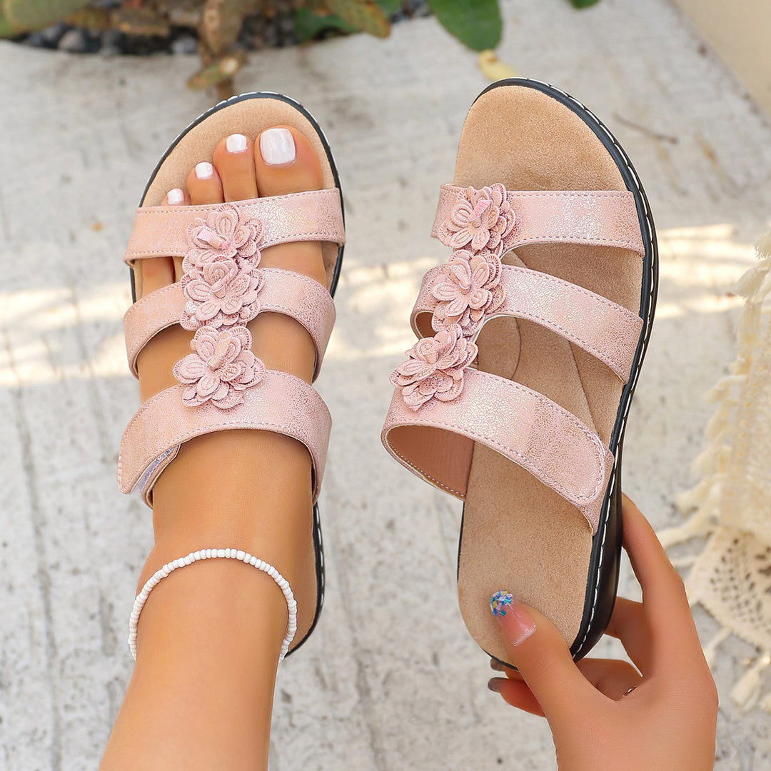 Dame komfortable sandaler med floral dekorationsdetail Stilla