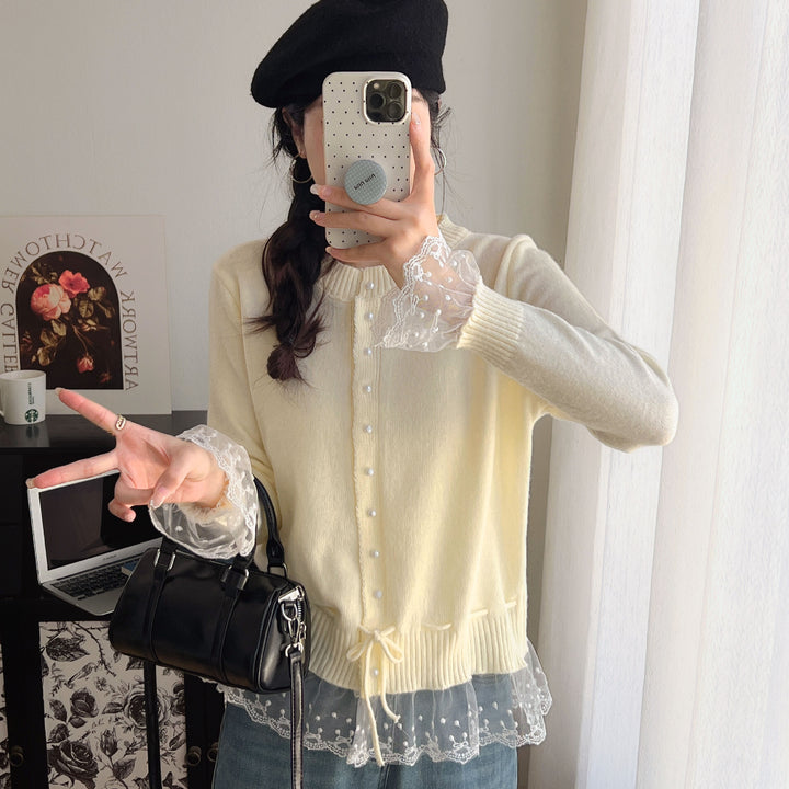 Dame cardigan med blonde trim og knapdetaljer Stilla