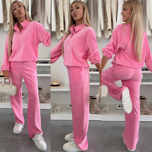 Dame Fleece-husdragt med knapliste Stilla