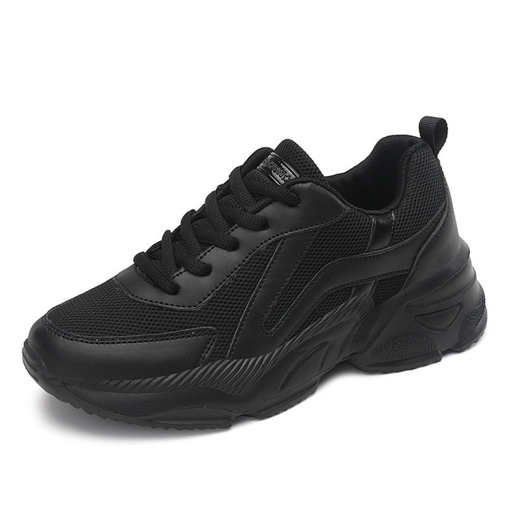 Dame nan dæmpede fritids-sneakers i plateau-stil med polstret komfortkrave, åndbart mesh og skridsikkert mønster Skovae
