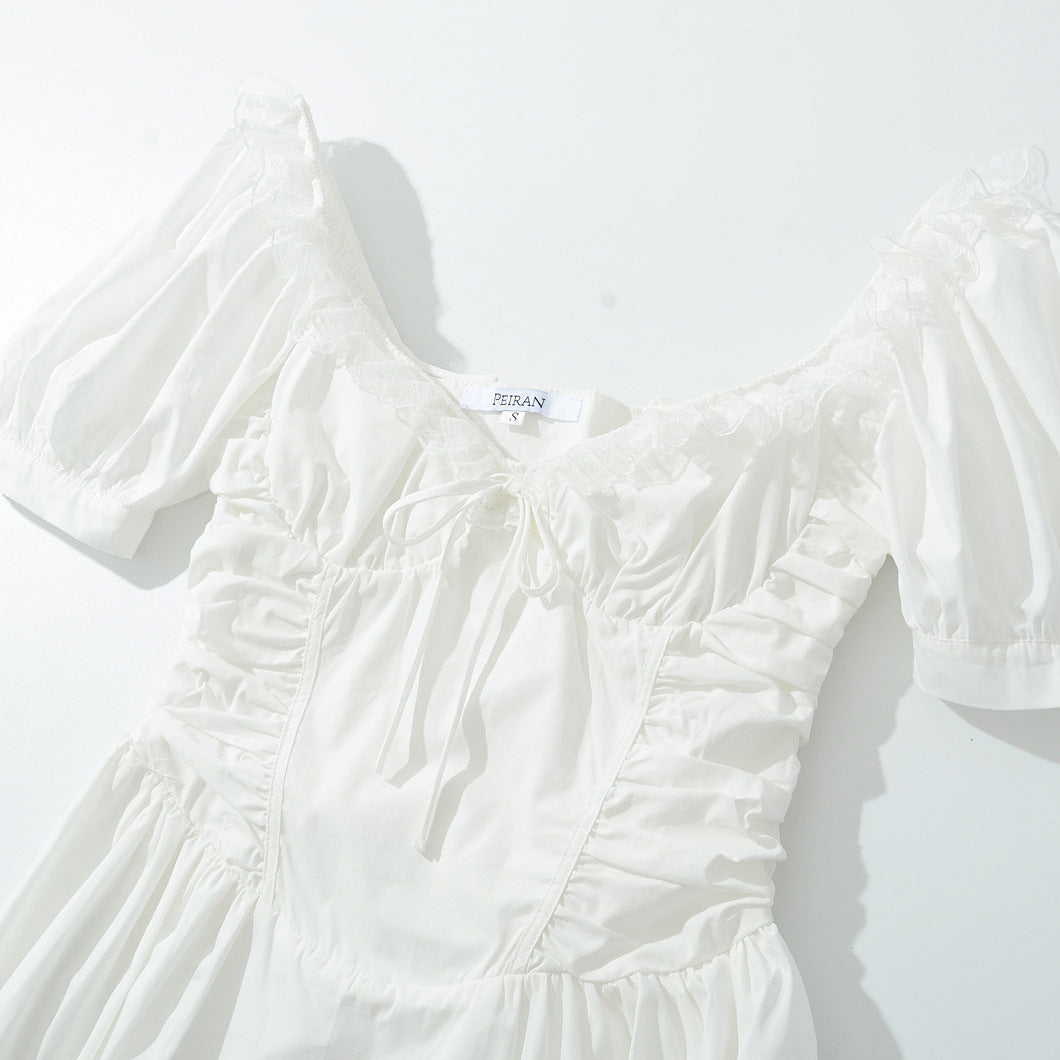 Dame Elegant Puffærme Maxi-kjole med Rynker og Taljeaccent Stilla