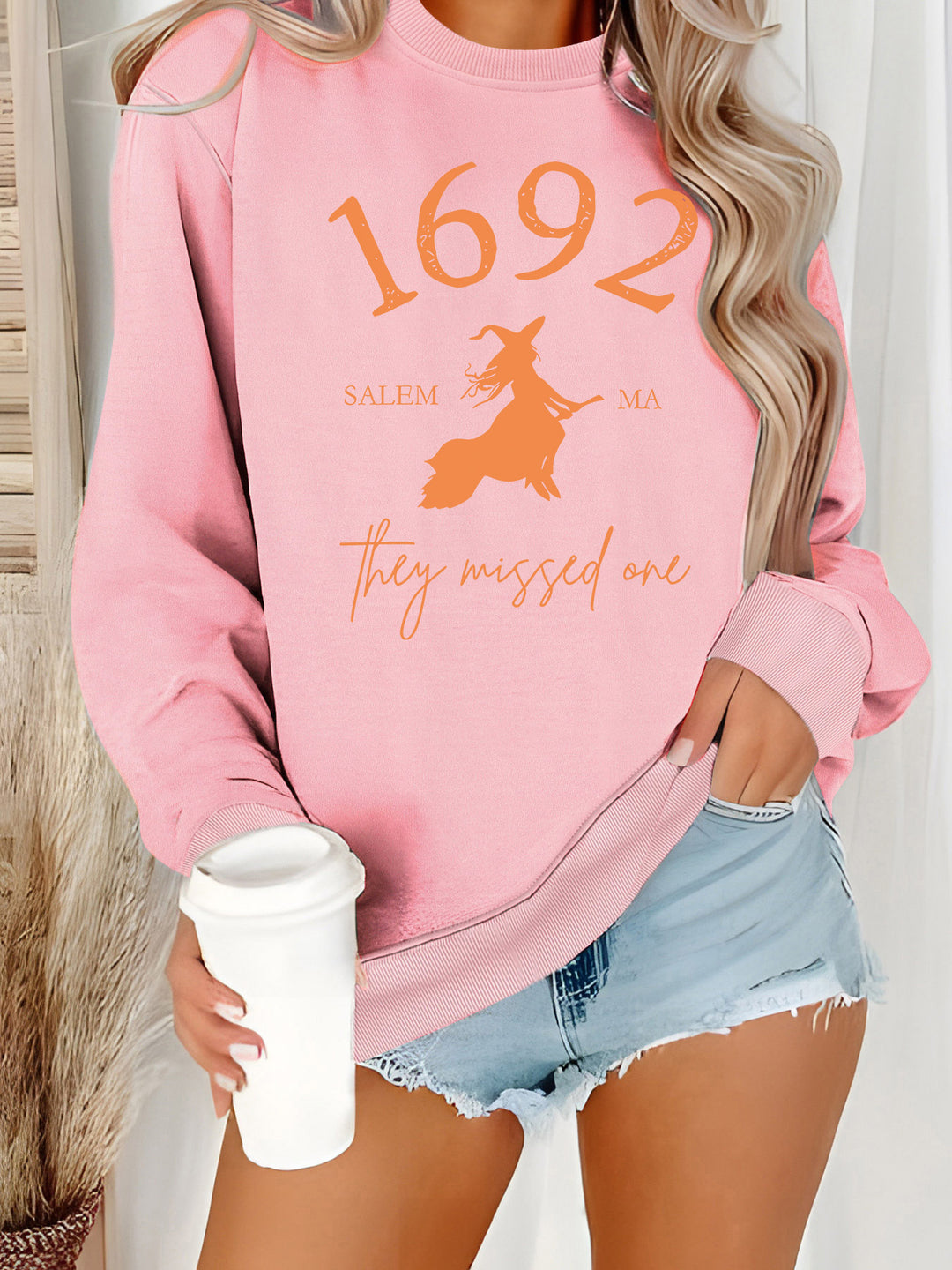 Kvinders sweatshirt med kreativ heksedesign og behagelig pasform Stilla