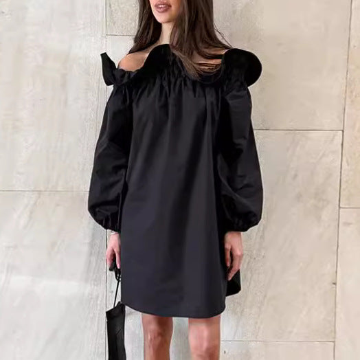 Dame Off-Shoulder Blusekjole med voluminøse puffærmer og elegant udskæring Stilla