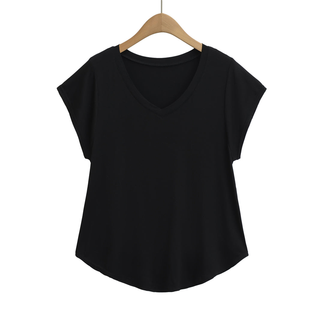 Damer V-hals Casual T-shirt med afslappet pasform og elastisk materiale Stilla