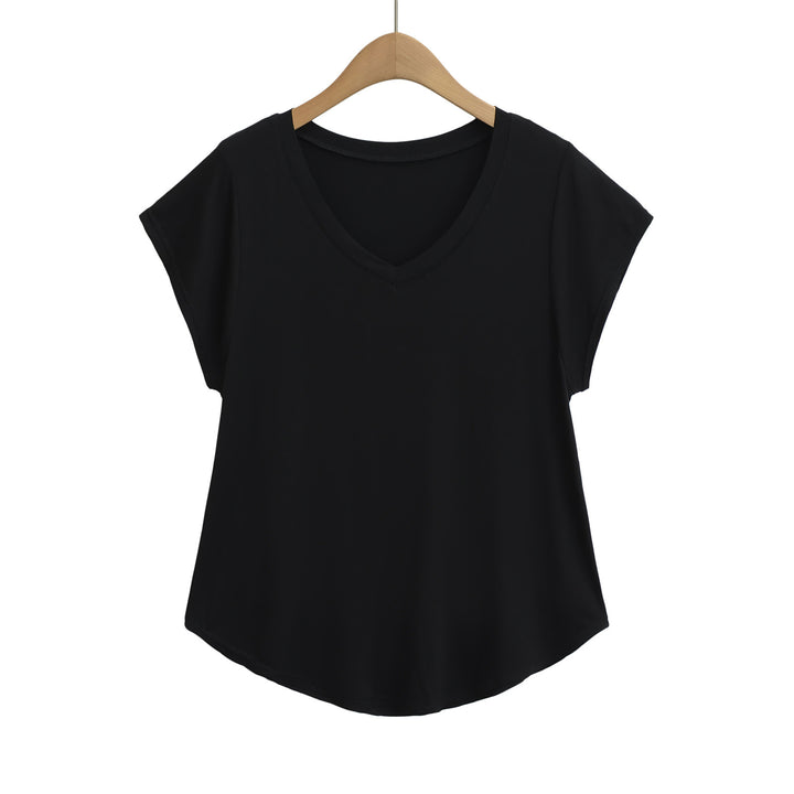 Damer V-hals Casual T-shirt med afslappet pasform og elastisk materiale Stilla