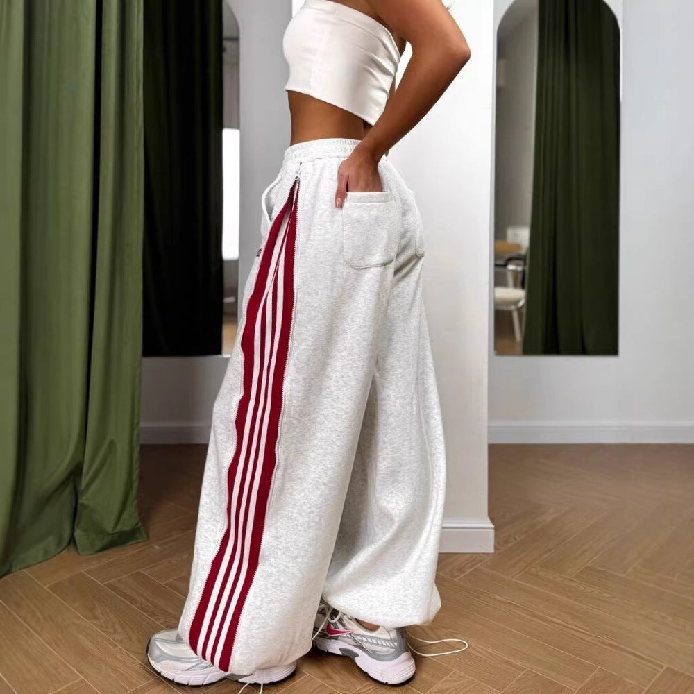 Kvindernes sporty fritidsbukser med sidestref og elastisk talje Skovae