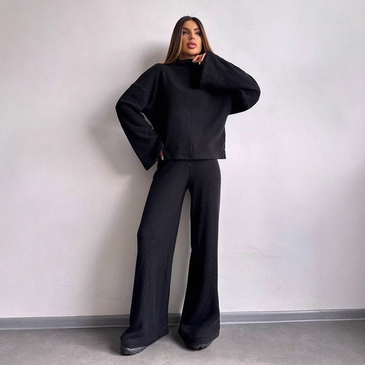 Kvinders loungewear sæt med løs pasform og moderne rib-design