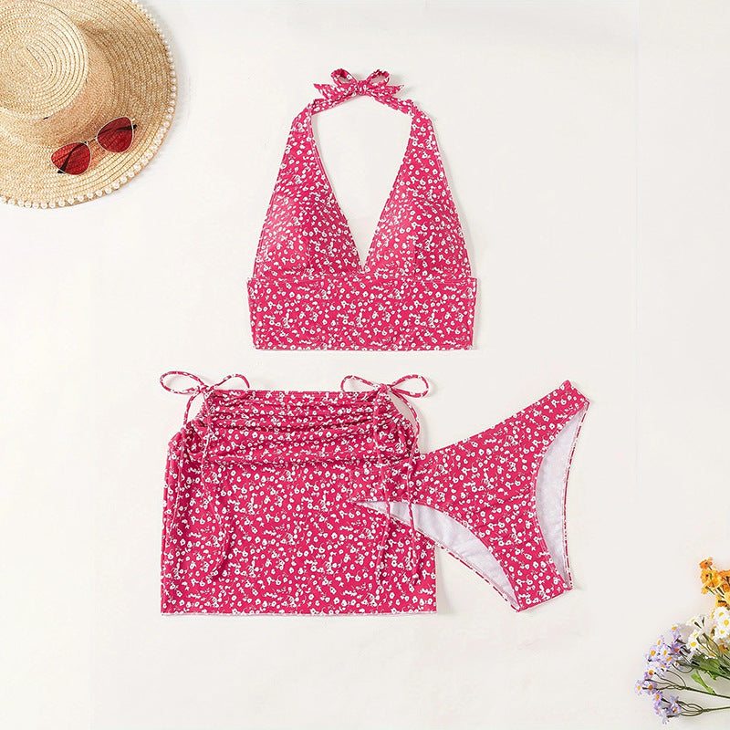 Dame Bikini-sæt med blomster halterneck-design Skovae