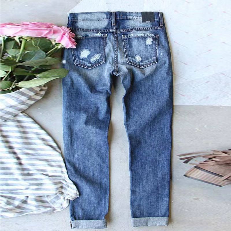 Stilla | Spot Hole Mid-højtalje Lige Jeans