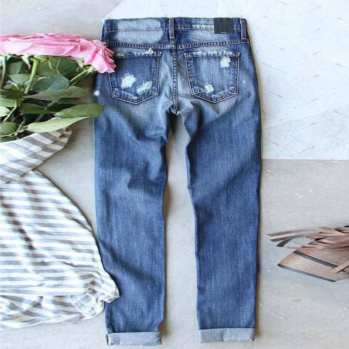Stilla | Spot Hole Mid-højtalje Lige Jeans