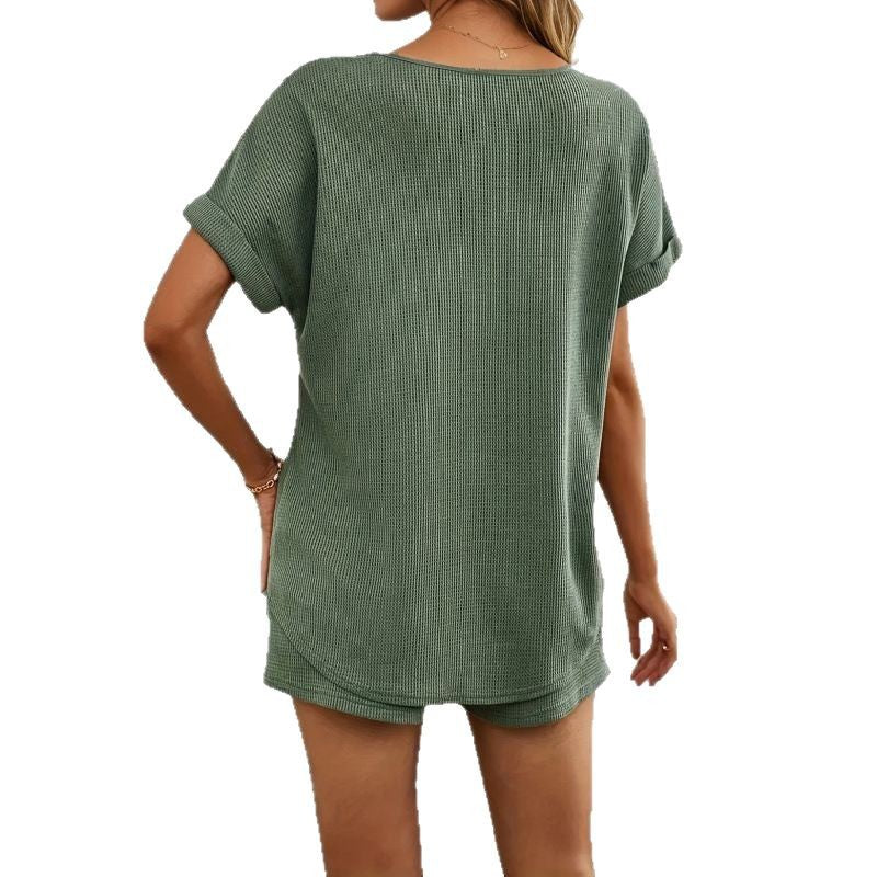 Dame Vaffelstruktur Shorty Outfit Stilla