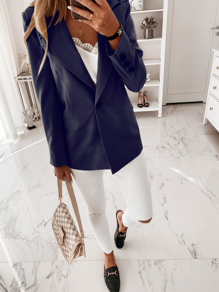 Dame Elegant Oversized Blazer med asymmetrisk snit Stilla
