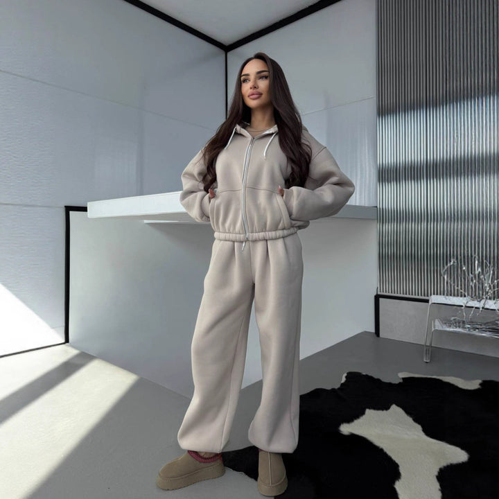 Kvinders afslappede hoodie og jogger sæt med elastisk talje og praktiske lommer Skovae