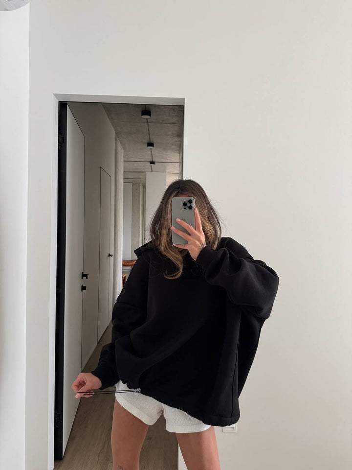 Kvinder oversized hoodie med brede ærmer og ribbet kant Skovae