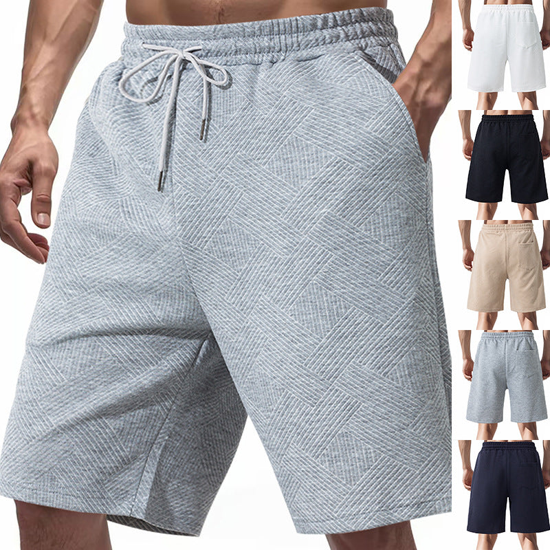 Herrernes knælange tekstur-badeshorts med elastisk snor og sidelommer Skovae