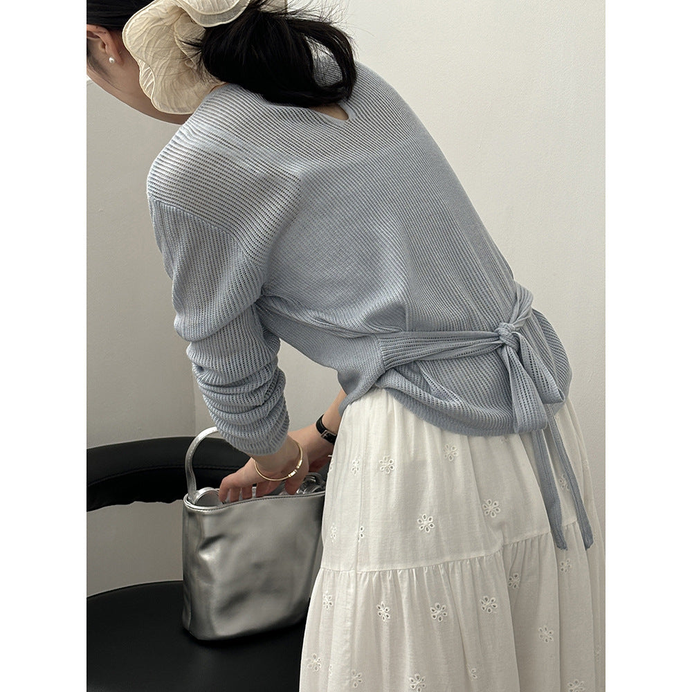 Dame afslappet sweater med bæltebinding Stilla