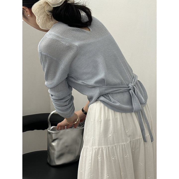 Dame afslappet sweater med bæltebinding Stilla