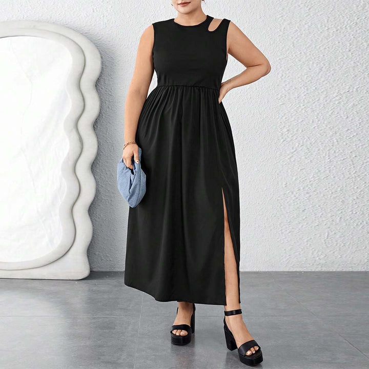 Dame Maxikjole med sidelids og elegant drapering Stilla