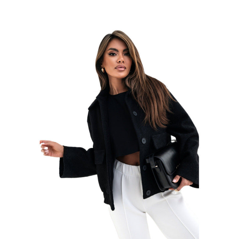 Women's casual wool jacket with loose fit and easy-care button placket Stilla