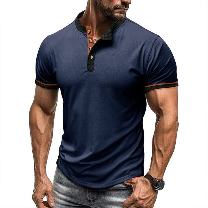 Herrer Korte ærmer Henley-shirt med struktureret krave Stilla