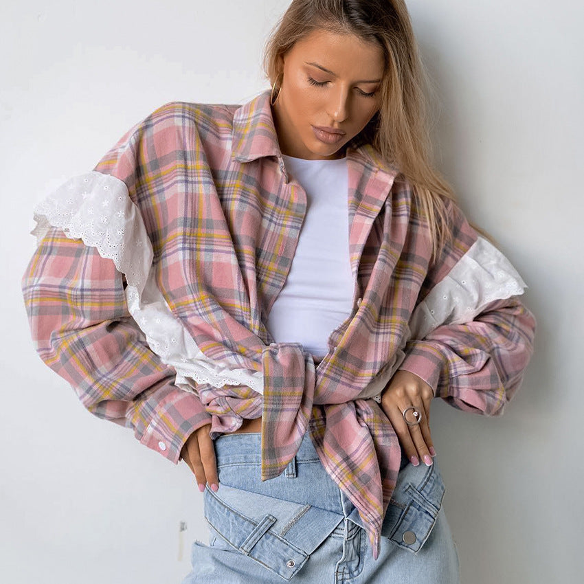 Dame Ternede Overshirtjakke med Lange Ærmer og Spidsindsatser Stilla