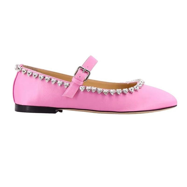 Femme dekorerede Mary Jane ballerinaer med rhinestones Stilla