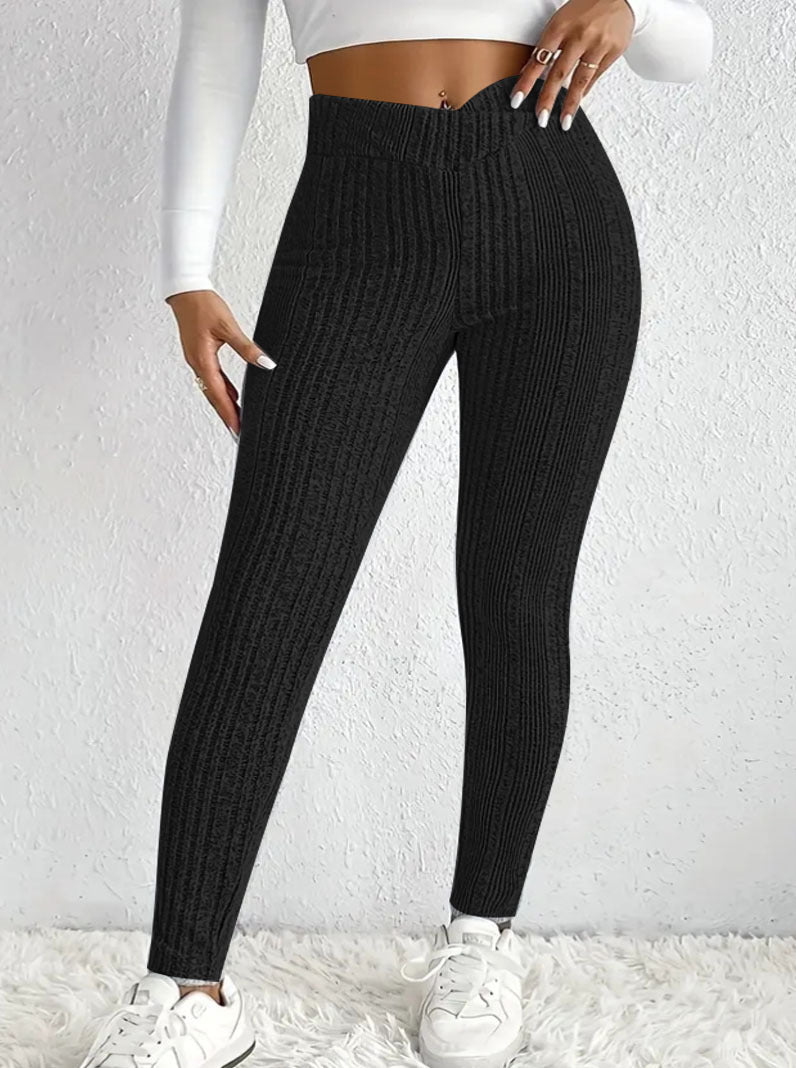 Dame fitted leggings med stilfuldt stribet mønster Stilla
