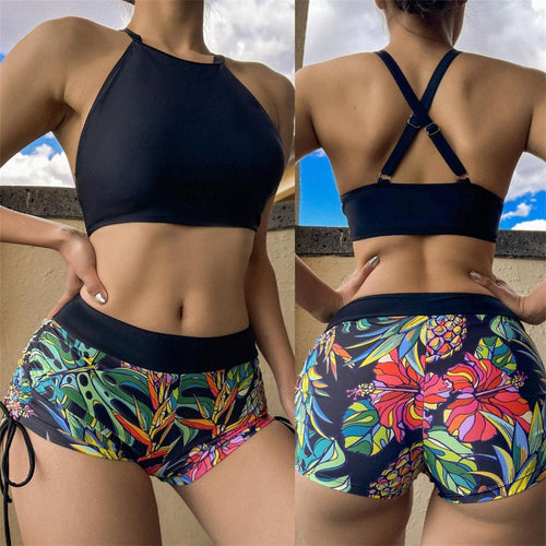 Dame Sporty bikini sæt med farverigt mønster Skovae