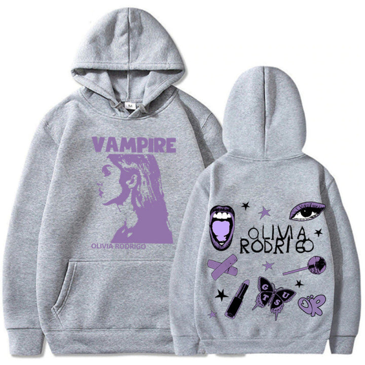 Kvinders hoodie med kunstnerisk vampyrtryk og oversized pasform Skovae