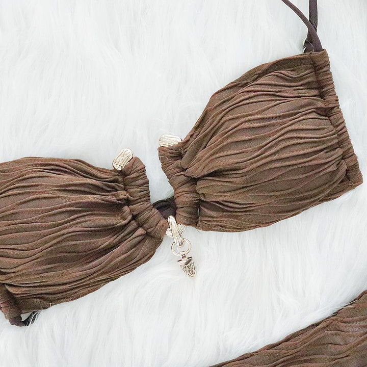 Dame Tekstureret Flæse Sæt Bikini Stilla