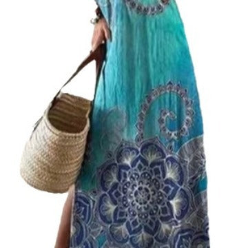 Kvinder Kunstnerisk Boho Tryk Maxi Kjole Stilla