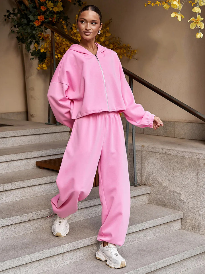 Kvinders behagelige og stilrige afslappet loungewear tracksuit med hætte Skovae